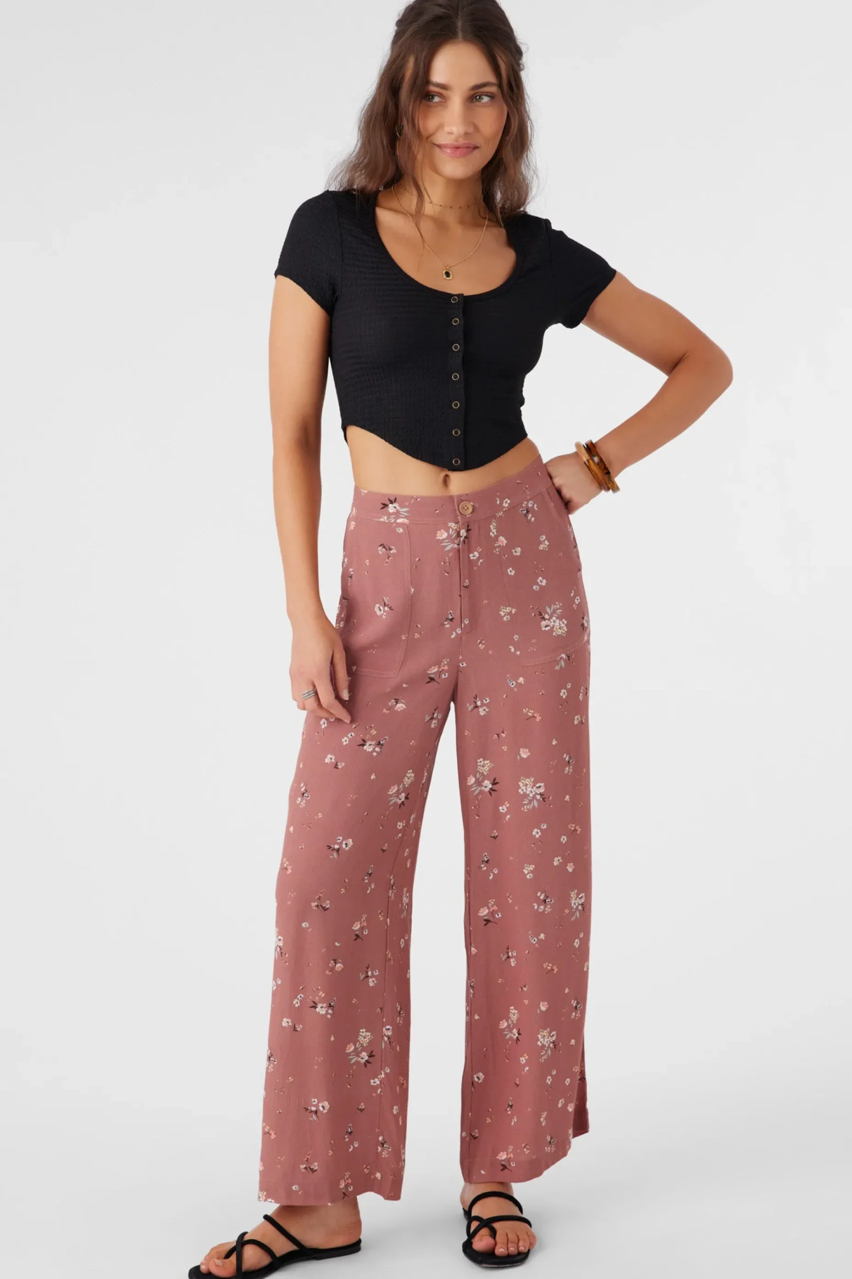 RYLAN VENUS DITSY WIDE LEG PANTS