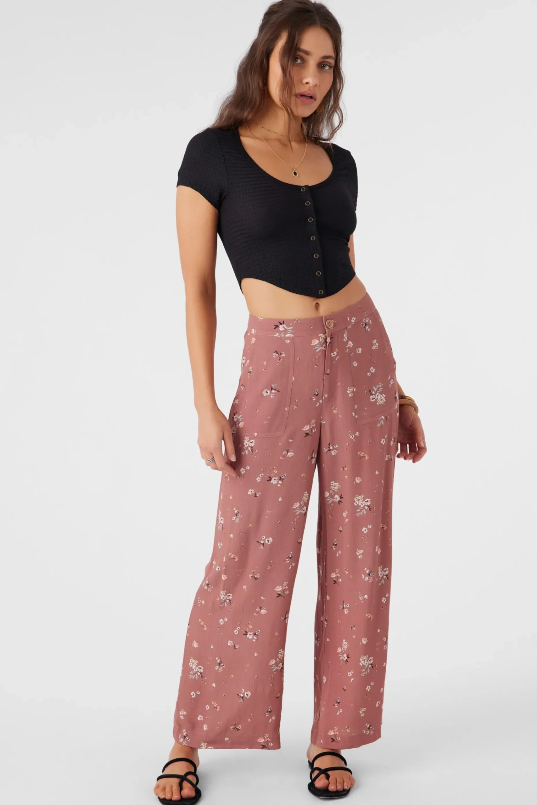 RYLAN VENUS DITSY WIDE LEG PANTS