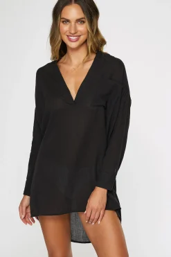 SALTWATER SOLIDS BELIZIN COVER-UP TUNIC