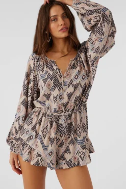 SCARLETTE PALMER PRINT LONG SLEEVE ROMPER