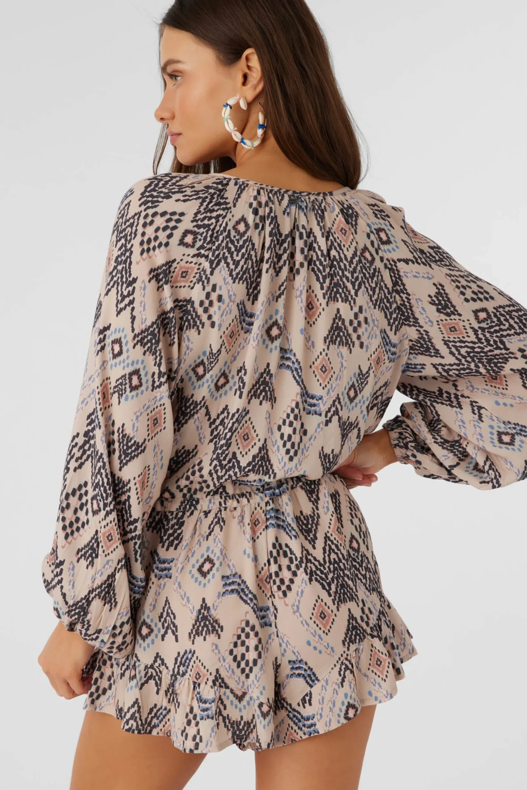 SCARLETTE PALMER PRINT LONG SLEEVE ROMPER