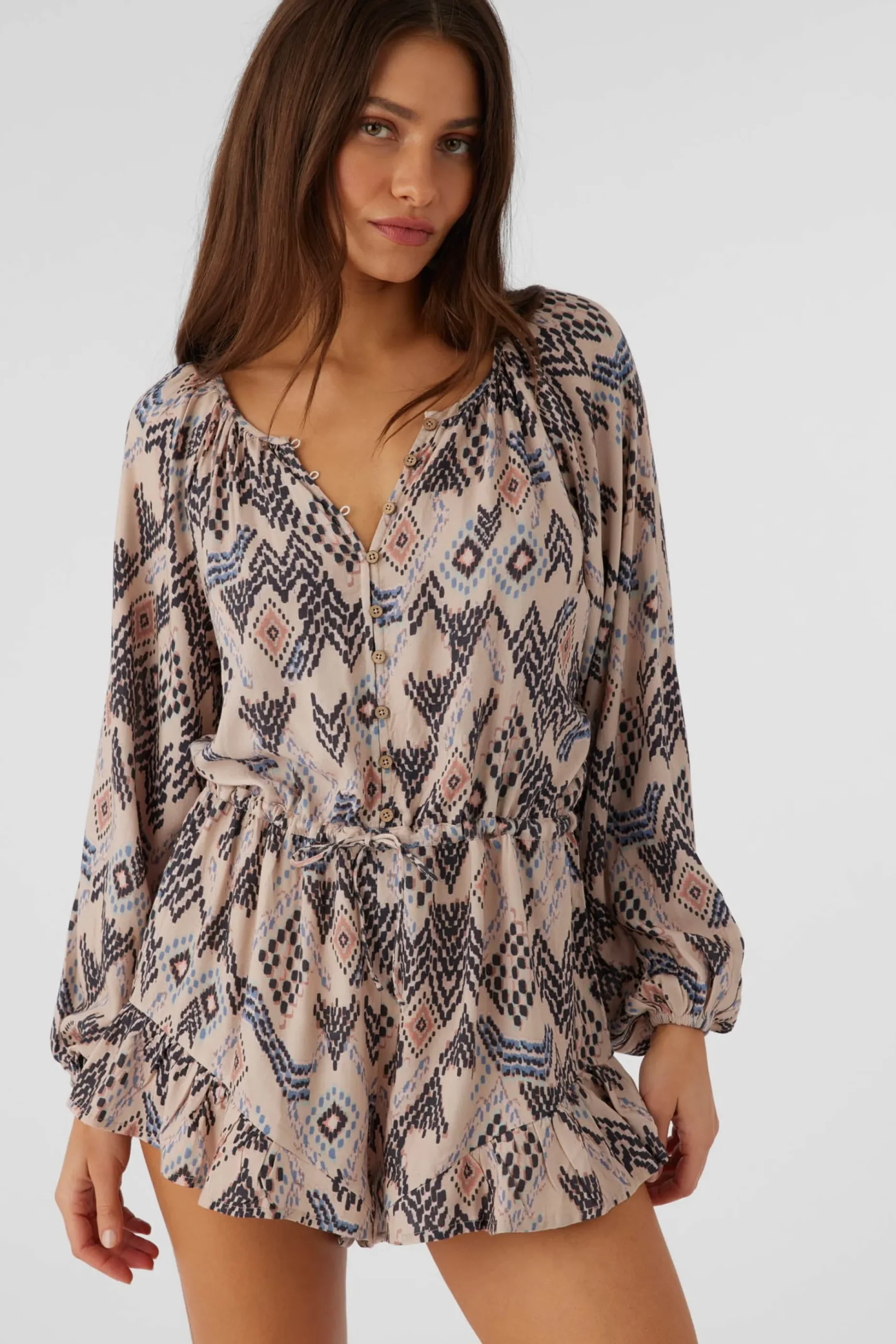 SCARLETTE PALMER PRINT LONG SLEEVE ROMPER