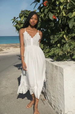 SHIBA EMBROIDERED MIDI DRESS