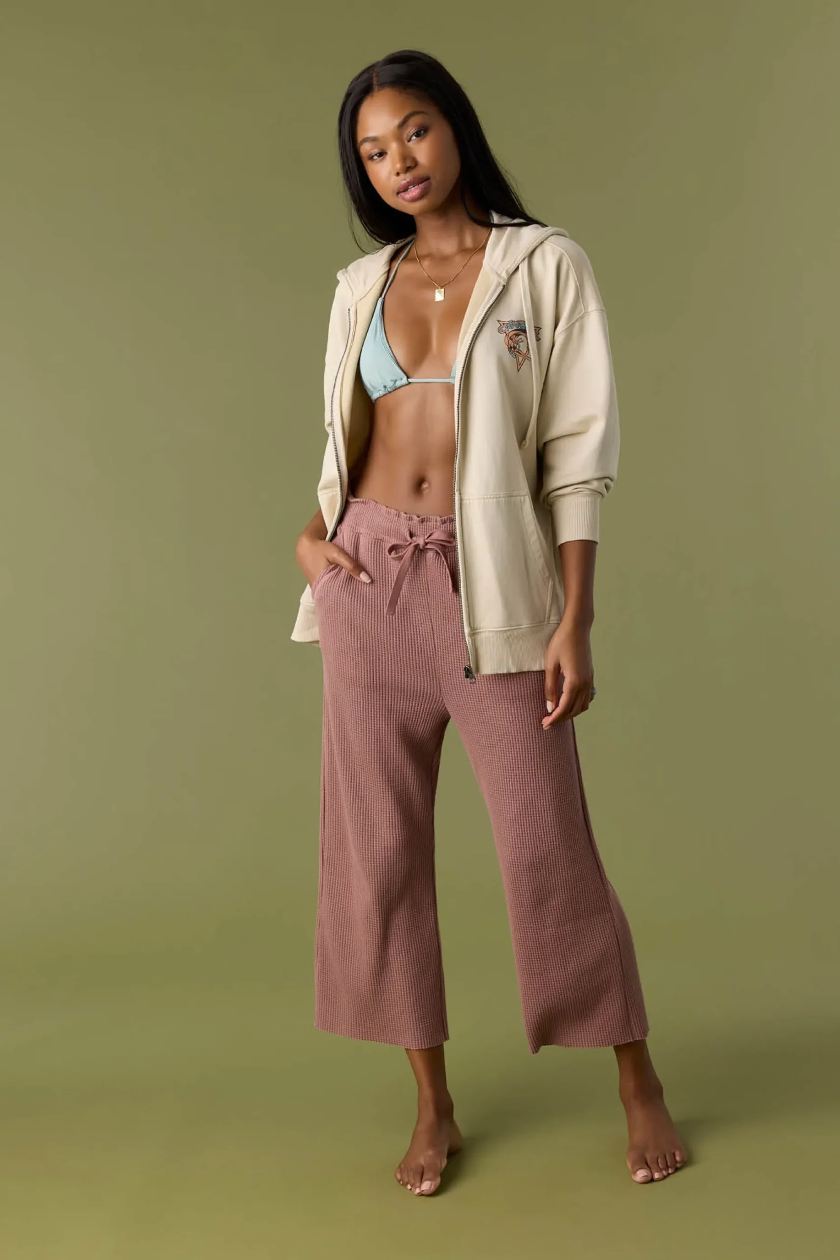 TOUR WAFFLE KNIT CROPPED LOUNGE PANTS