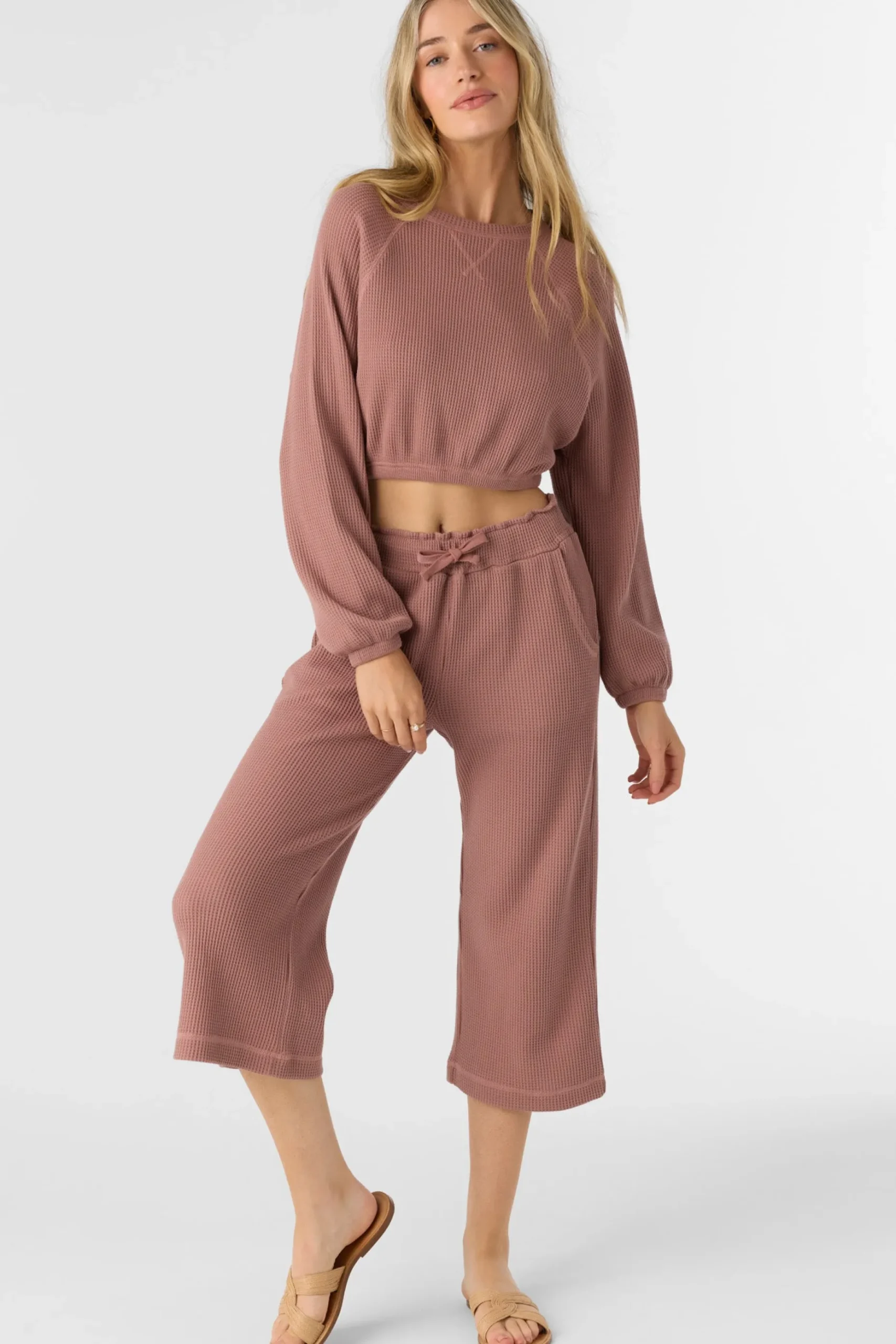 TOUR WAFFLE KNIT CROPPED LOUNGE PANTS