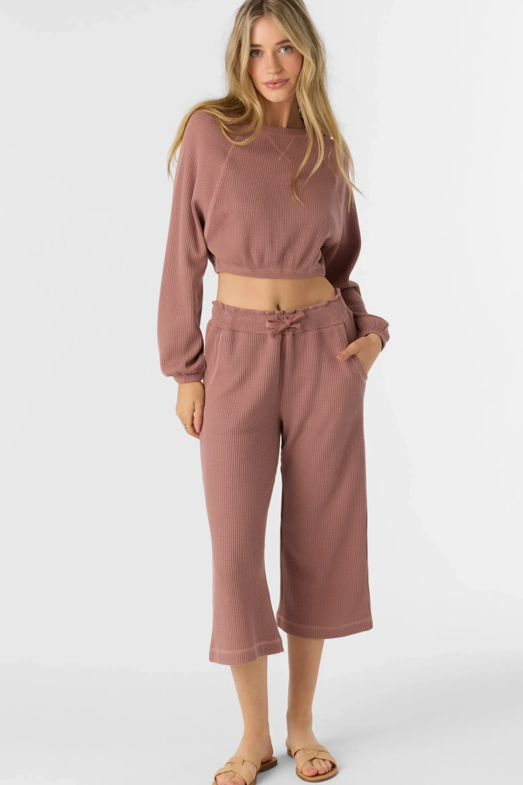TOUR WAFFLE KNIT CROPPED LOUNGE PANTS